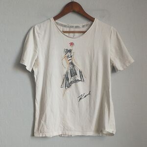 Karl Lagerfeld White Graphic Short Sleeve Tee Shirt Large